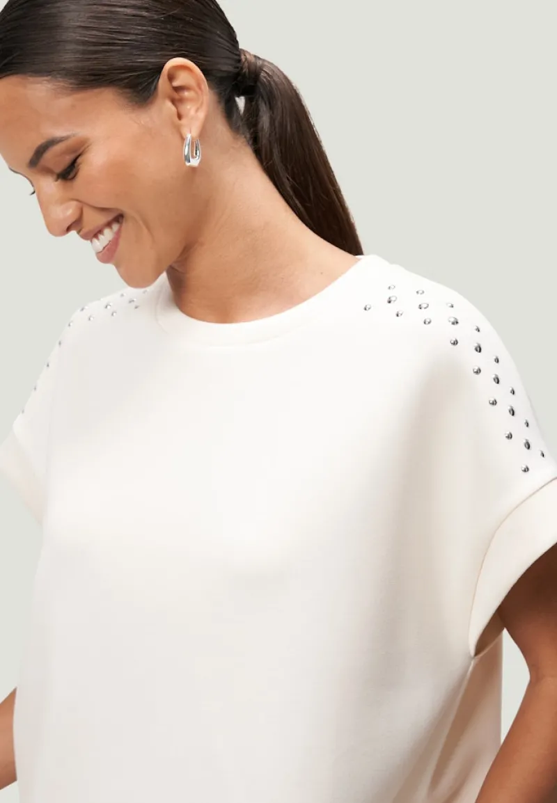 Zero Pullover & Sweatshirts*Sweatshirt mit Nieten patch creamsilver