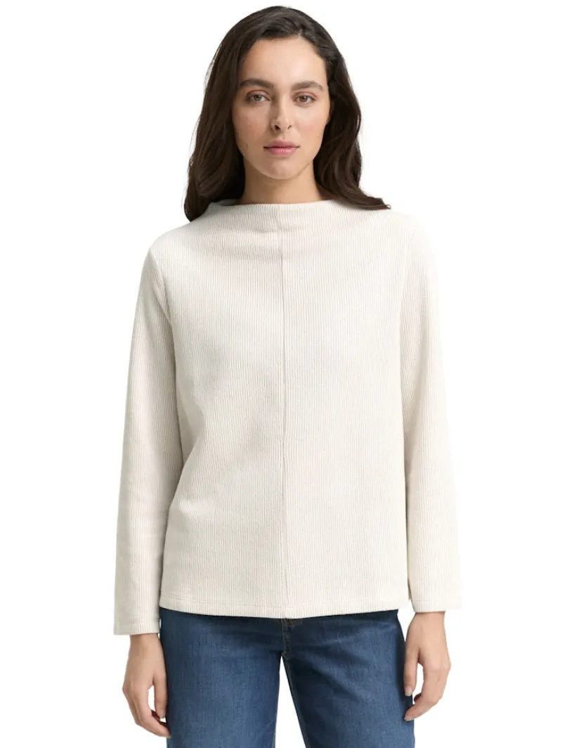 Tom Tailor Pullover & Sweatshirts*Sweatshirt mit Stehkragen sand stone beige melange