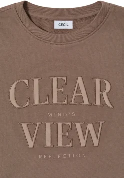 Cecil Pullover & Sweatshirts*Sweatshirt mit Wording cocoa taupe