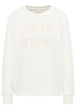 Cecil Pullover & Sweatshirts*Sweatshirt mit Wording vanilla white