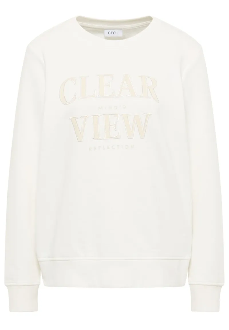 Cecil Pullover & Sweatshirts*Sweatshirt mit Wording vanilla white