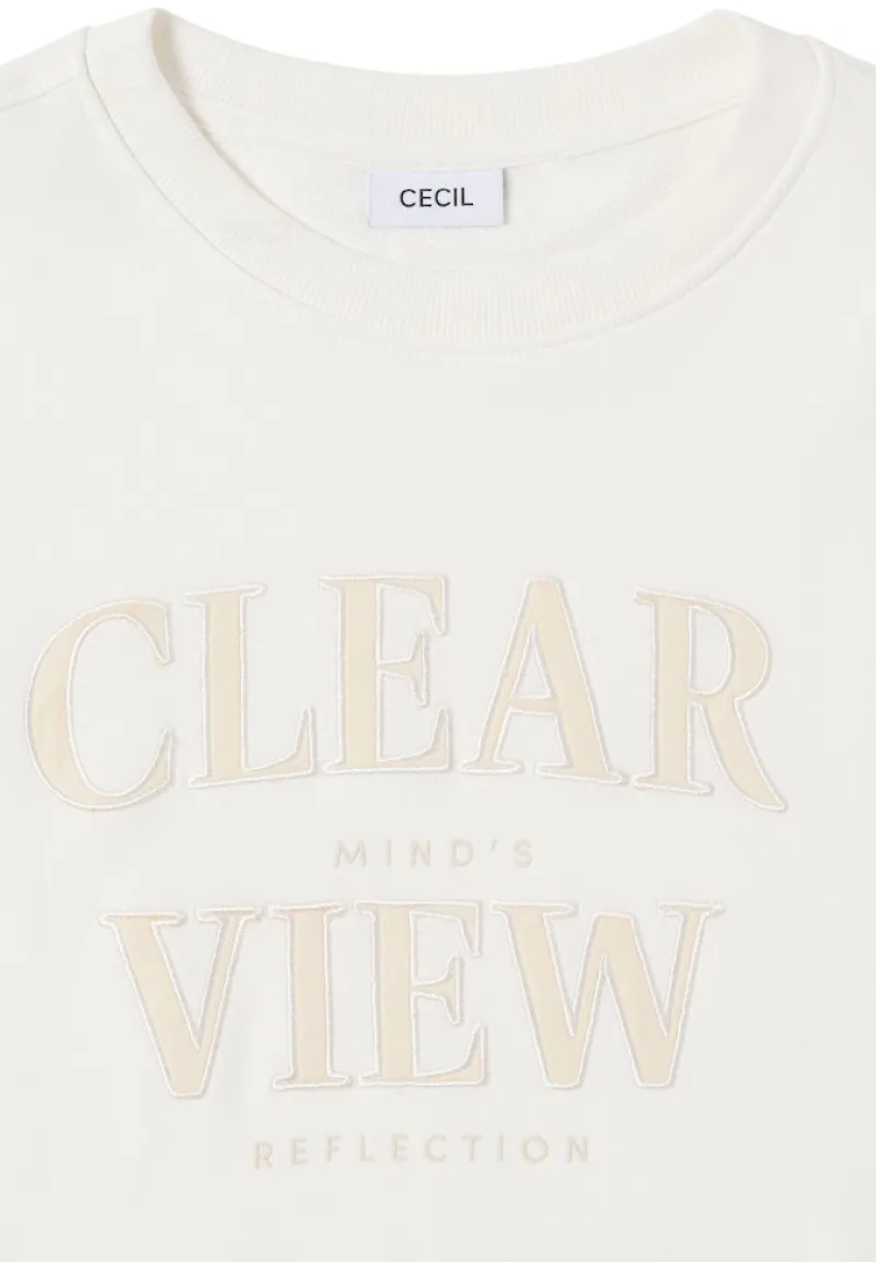 Cecil Pullover & Sweatshirts*Sweatshirt mit Wording vanilla white