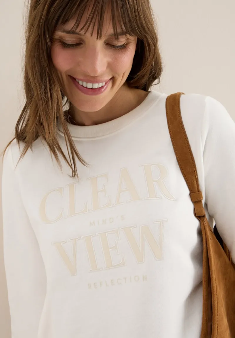 Cecil Pullover & Sweatshirts*Sweatshirt mit Wording vanilla white