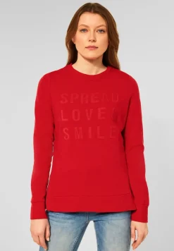 Cecil Pullover & Sweatshirts*Sweatshirt mit Wording vibrant red