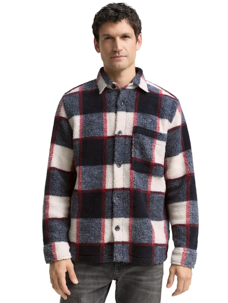 Tom Tailor Jacken|Big Boys*Teddy Overshirt mit Karomuster blue big check