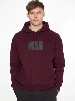Calvin Klein Pullover & Sweatshirts*TEXTURED LOGO BOX COMFORT HOODIE passion plum