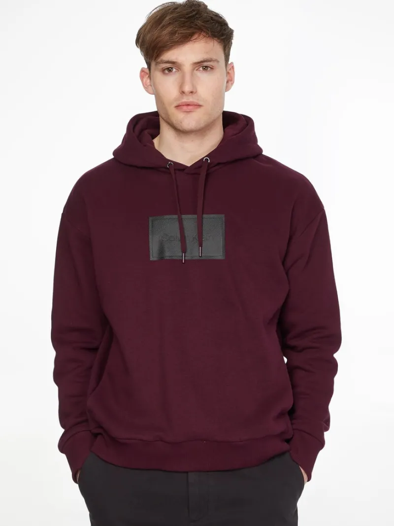 Calvin Klein Pullover & Sweatshirts*TEXTURED LOGO BOX COMFORT HOODIE passion plum