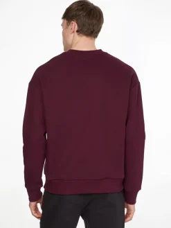 Calvin Klein Pullover & Sweatshirts*TEXTURED LOGO BOX COMFORT CREW passion plum