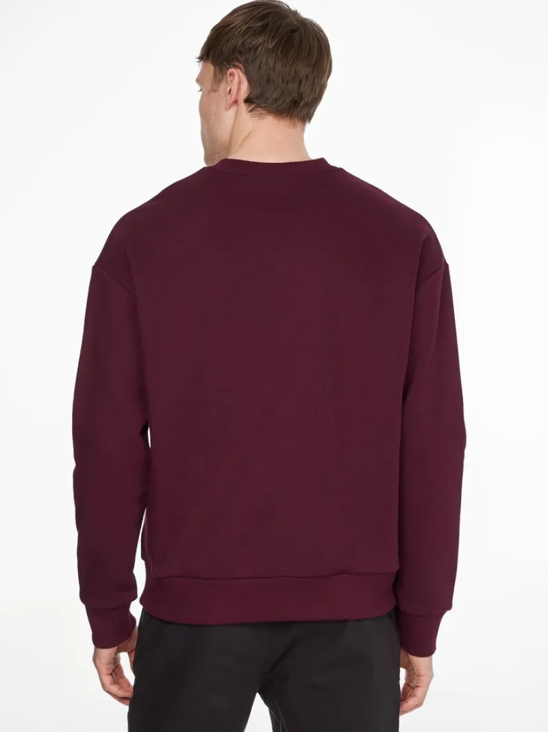 Calvin Klein Pullover & Sweatshirts*TEXTURED LOGO BOX COMFORT CREW passion plum