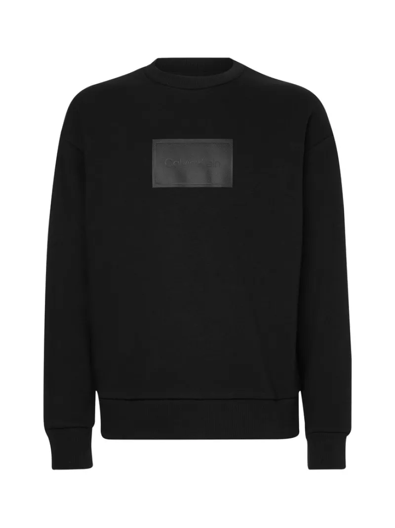 Calvin Klein Pullover & Sweatshirts*TEXTURED LOGO BOX COMFORT CREW ck black