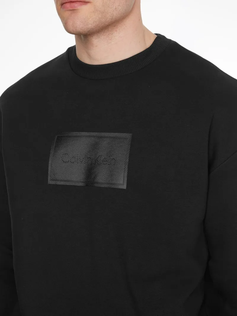 Calvin Klein Pullover & Sweatshirts*TEXTURED LOGO BOX COMFORT CREW ck black