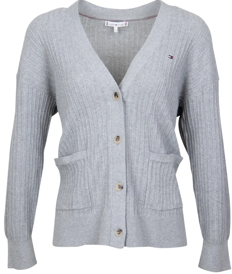 Tommy Hilfiger Pullover & Sweatshirts*TEXTURED RELAXED V-NK CARDIGAN light grey heather