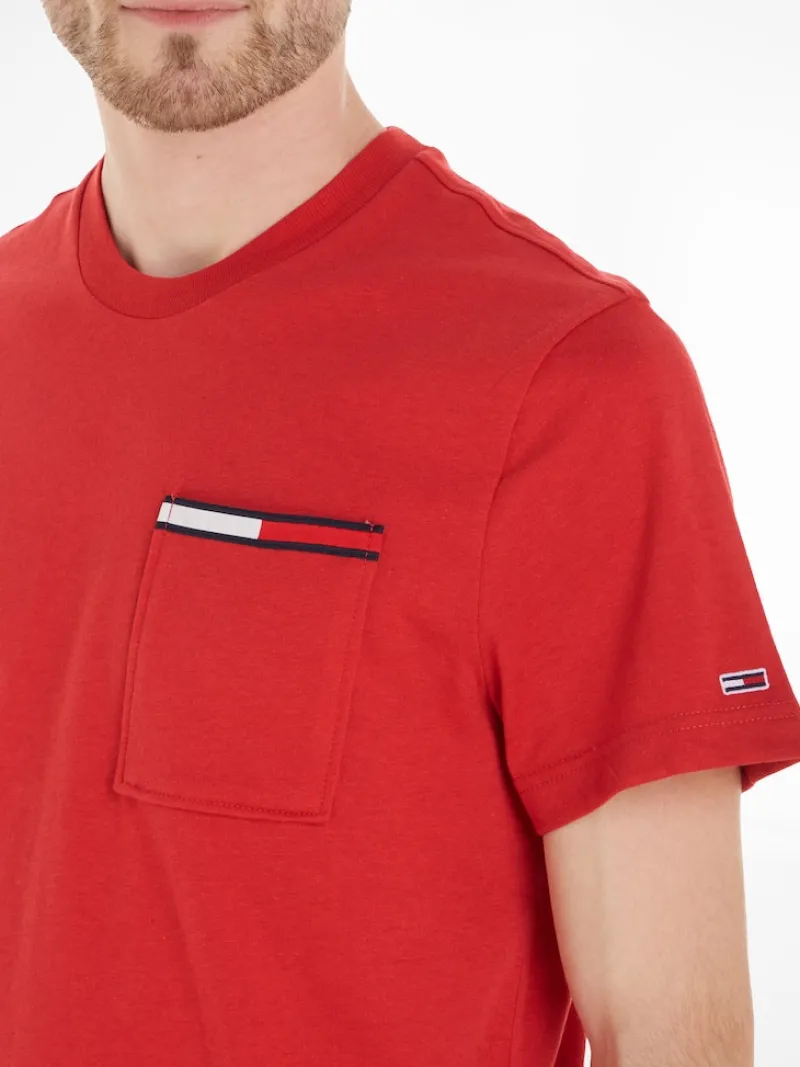 Tommy Jeans Shirts*TJM ESSENTIAL FLAG POCKET deep crimson htr