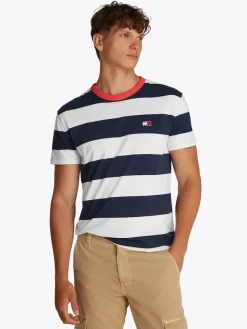 Tommy Jeans Shirts*TJM REG BOLD STRIPE TEE dark night navy - ecru