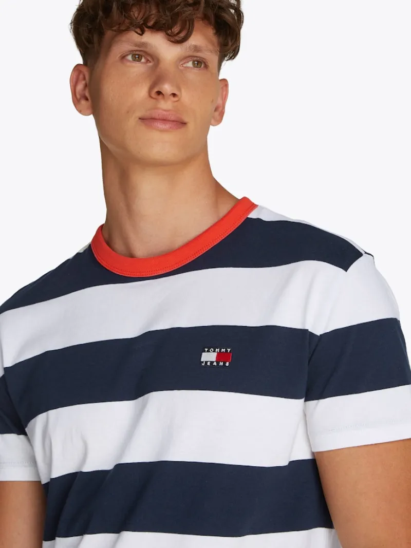 Tommy Jeans Shirts*TJM REG BOLD STRIPE TEE dark night navy - ecru