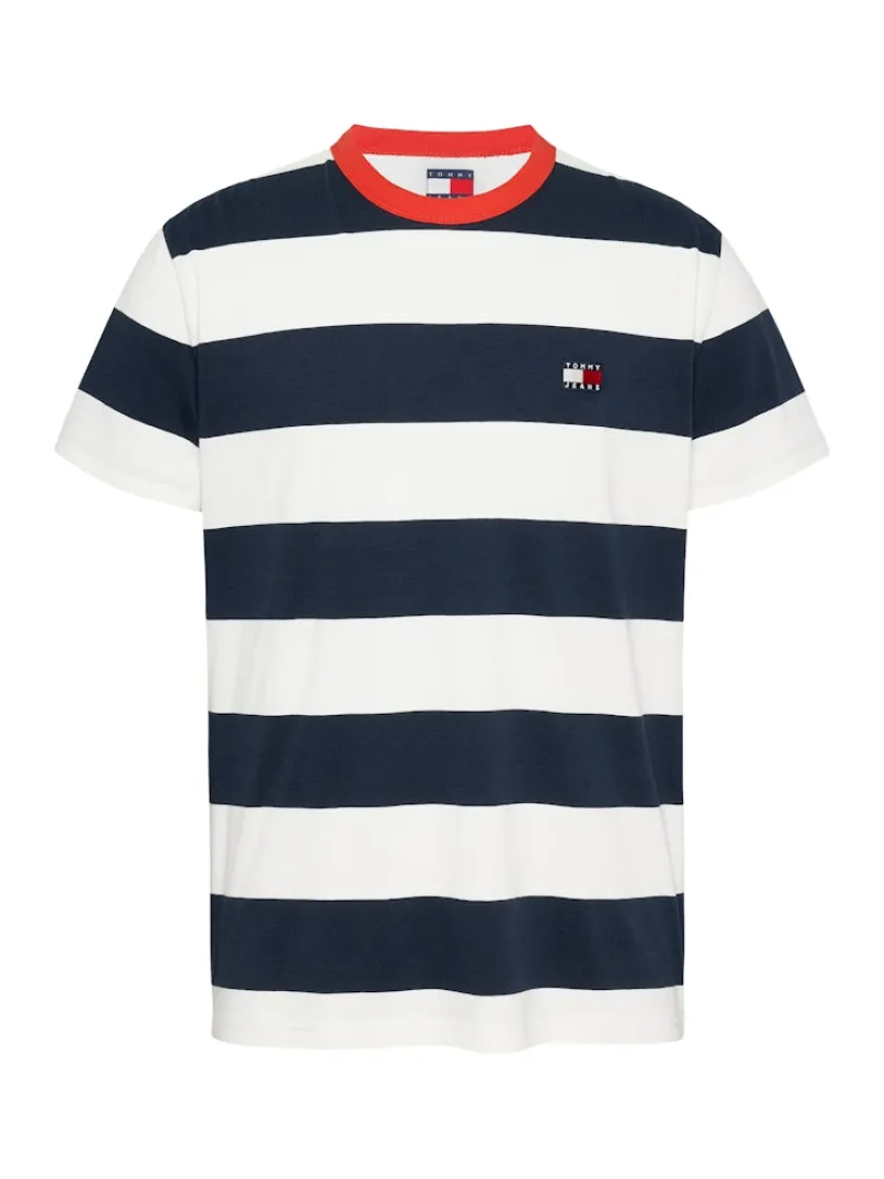 Tommy Jeans Shirts*TJM REG BOLD STRIPE TEE dark night navy - ecru