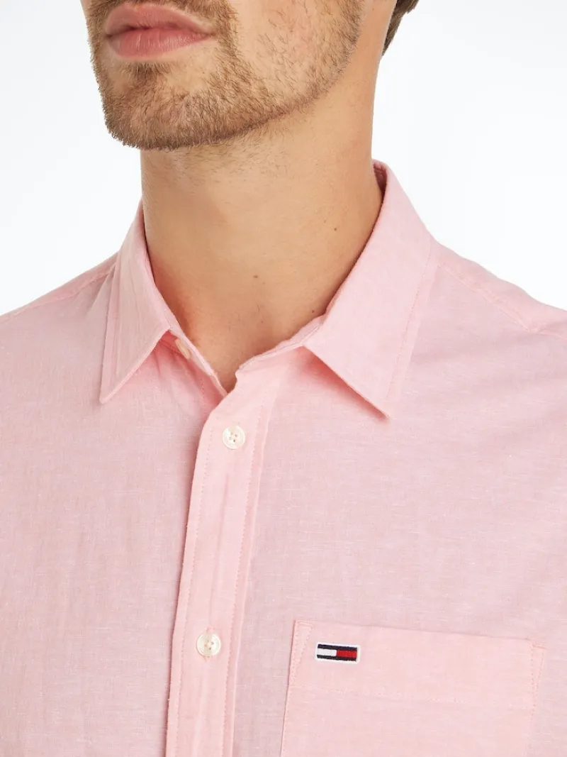 Tommy Jeans Hemden|Big Boys*TJM REG LINEN BLEND SHIRT Tickled Pink