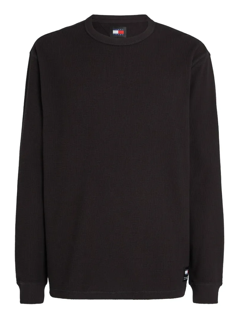 Tommy Jeans Shirts|Big Boys*TJM REG LS WAFFLE TEE Black