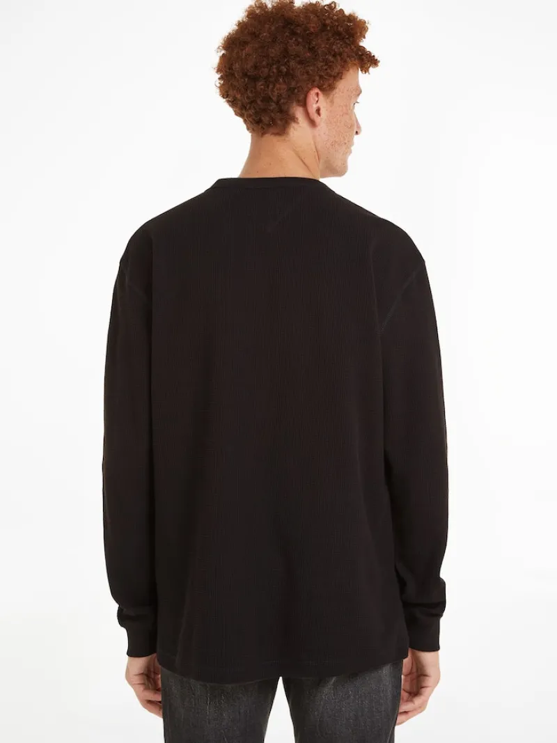 Tommy Jeans Shirts|Big Boys*TJM REG LS WAFFLE TEE Black