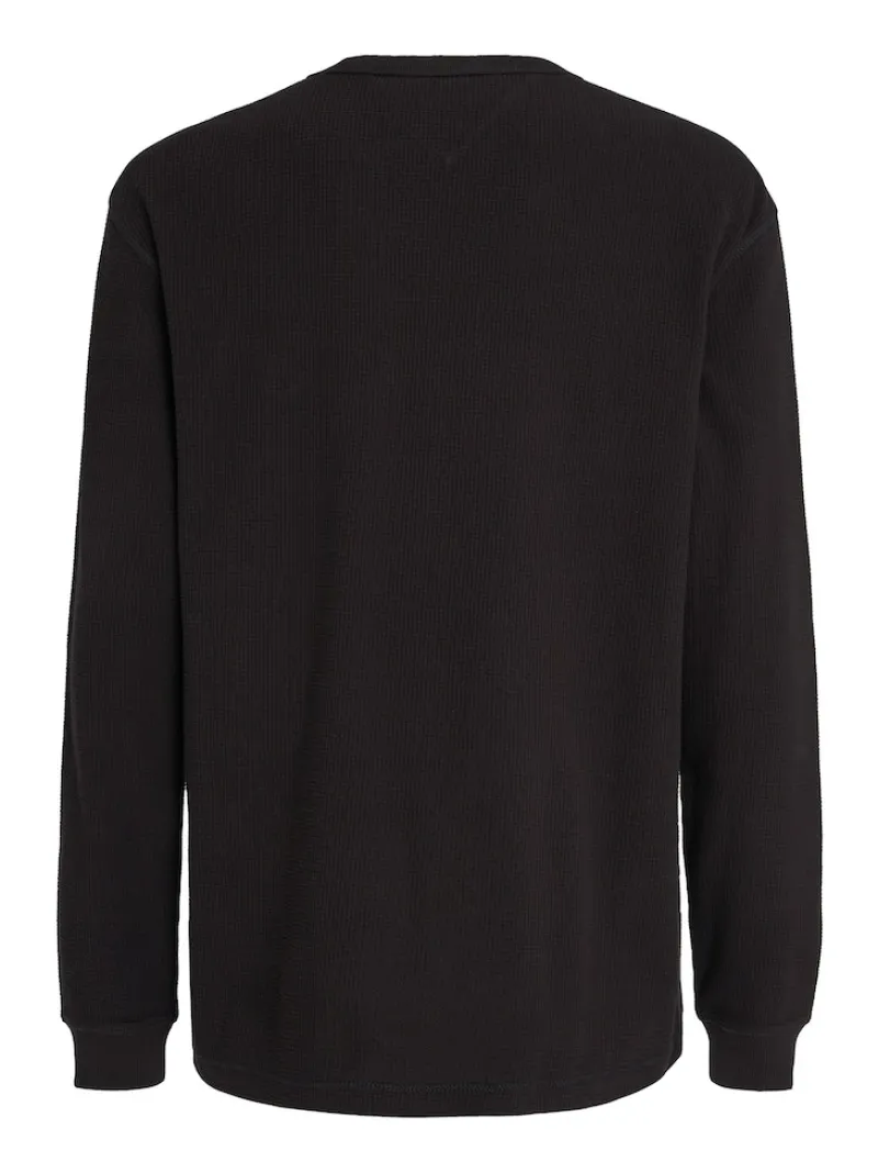 Tommy Jeans Shirts|Big Boys*TJM REG LS WAFFLE TEE Black