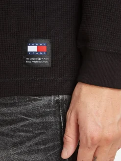 Tommy Jeans Shirts|Big Boys*TJM REG LS WAFFLE TEE Black