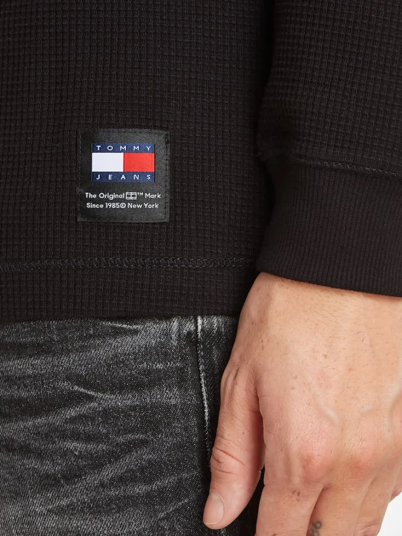 Tommy Jeans Shirts|Big Boys*TJM REG LS WAFFLE TEE Black