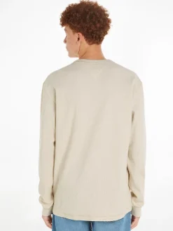 Tommy Jeans Shirts|Big Boys*TJM REG LS WAFFLE TEE newsprint