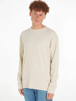 Tommy Jeans Shirts|Big Boys*TJM REG LS WAFFLE TEE newsprint