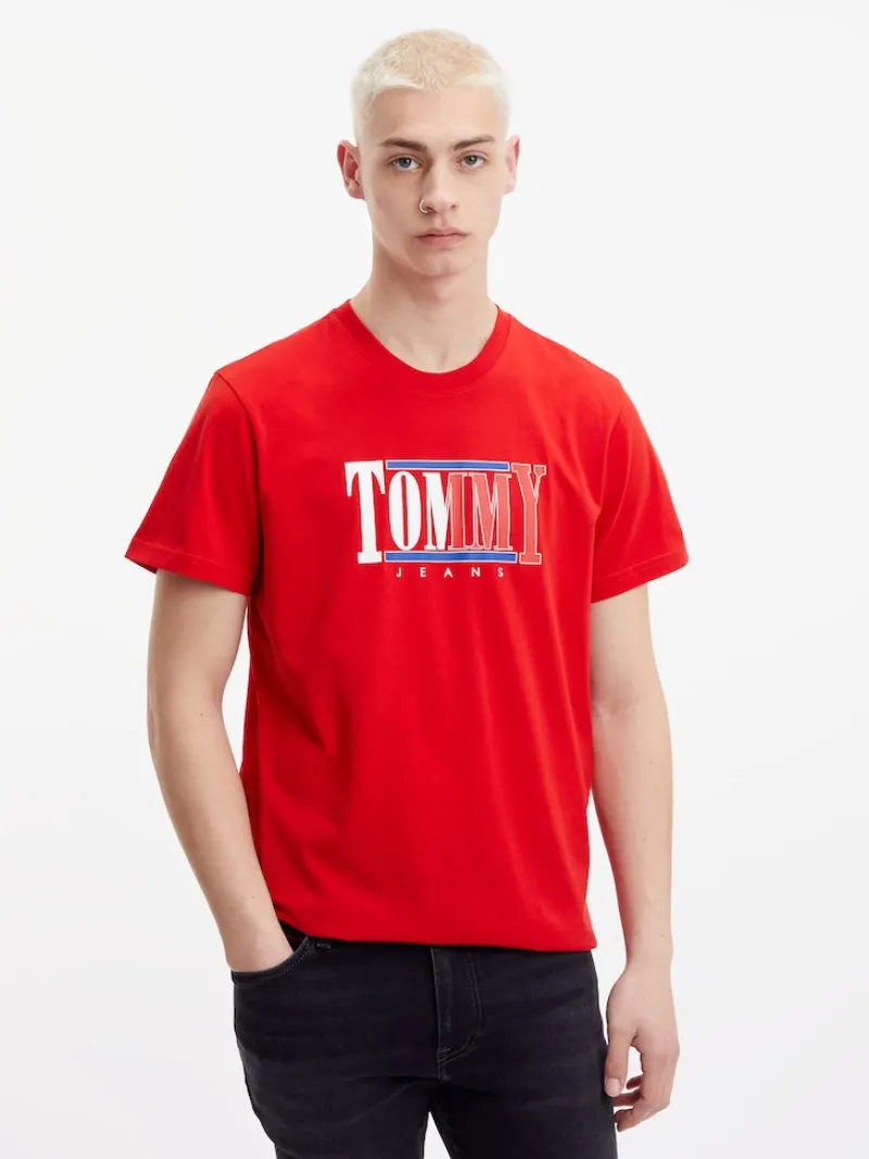 Tommy Jeans Shirts*TJM REG RWB CENTERED LOGO TEE deep crimson