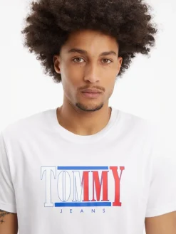 Tommy Jeans Shirts*TJM REG RWB CENTERED LOGO TEE white