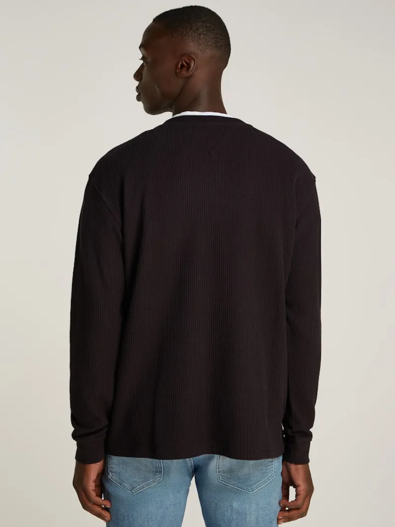 Tommy Jeans Shirts*TJM REG WAFFLE L/S TEE Black