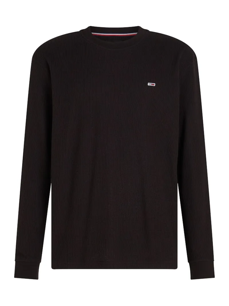 Tommy Jeans Shirts*TJM REG WAFFLE L/S TEE Black