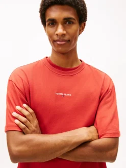 Tommy Jeans Shirts|Big Boys*TJM RLX LINEAR LOGO TEE EXT terracotta red