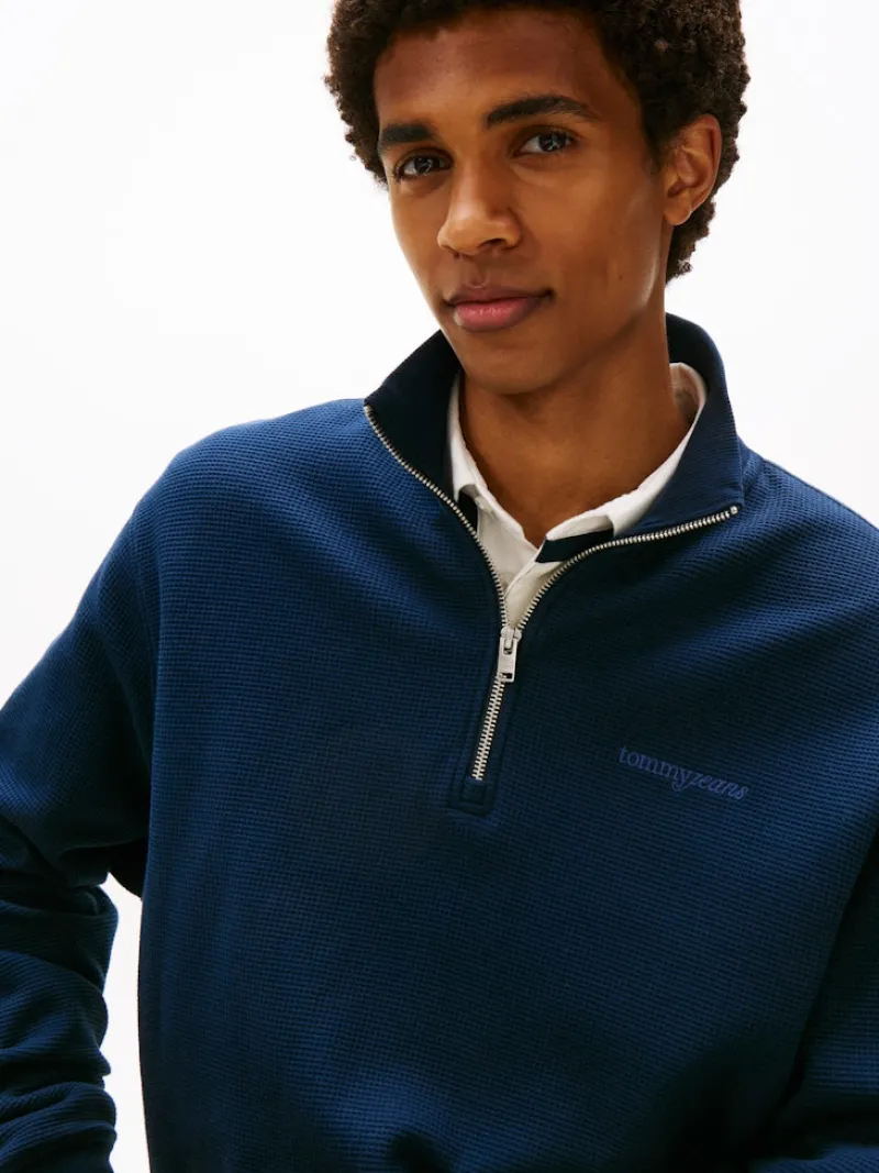 Tommy Jeans Pullover & Sweatshirts*TJM RLX WAFFLE SCRIPT QRTR ZIP dark night navy