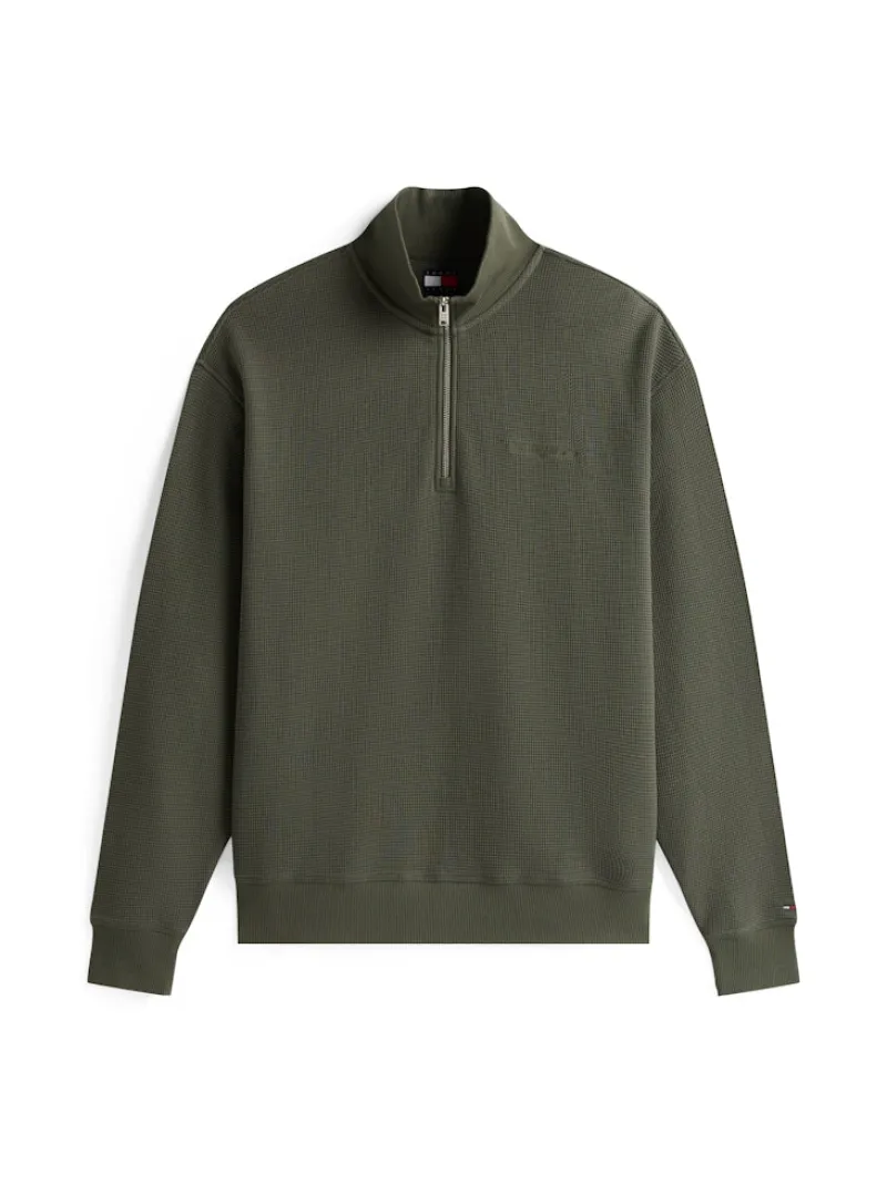 Tommy Jeans Pullover & Sweatshirts*TJM RLX WAFFLE SCRIPT QRTR ZIP pewter green