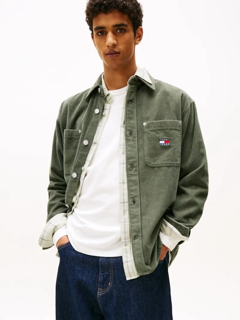 Tommy Jeans Hemden*TJM RLX WASHED CORD SHIRT EXT pewter green