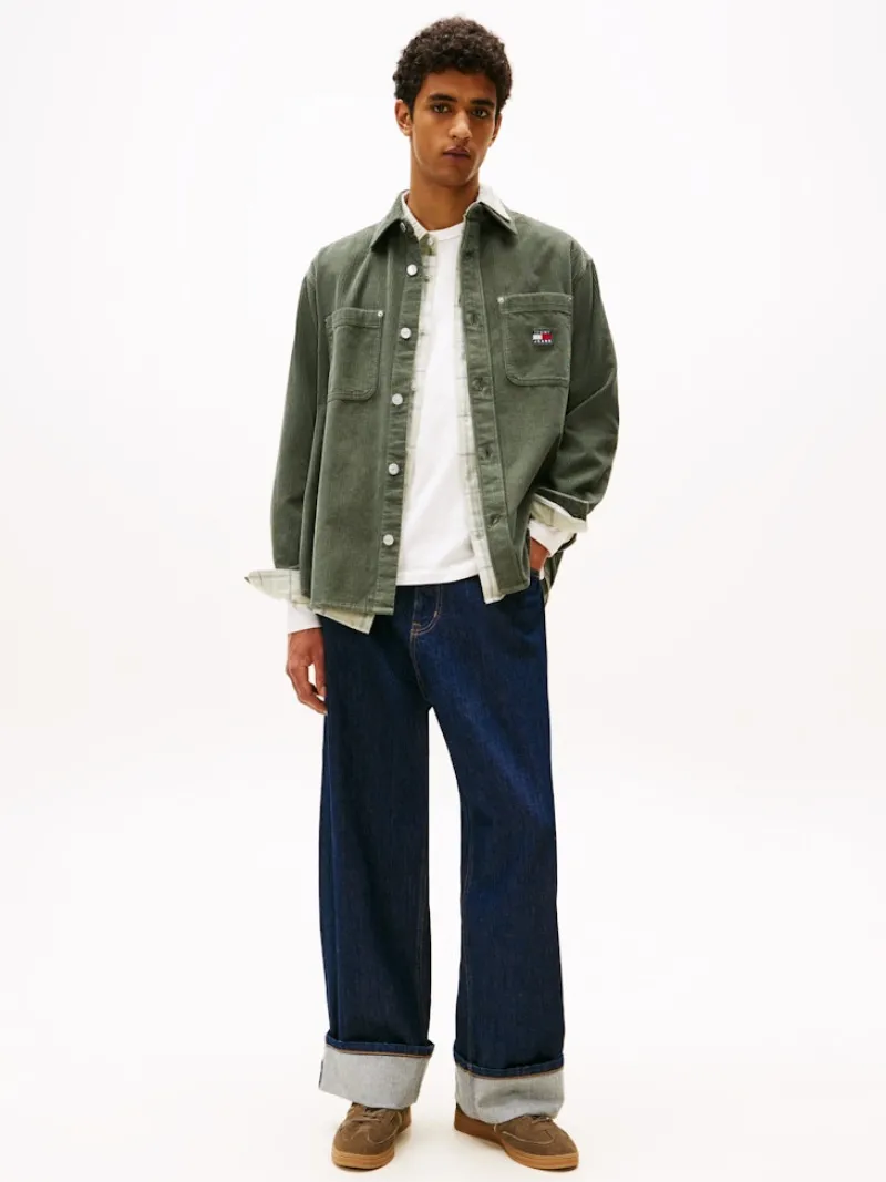 Tommy Jeans Hemden*TJM RLX WASHED CORD SHIRT EXT pewter green