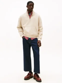 Tommy Jeans Pullover & Sweatshirts*TJM 90S SCRIPT RIB FLEECE QZ gulf sand