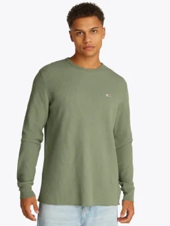 Tommy Jeans Shirts|Big Boys*TJM SLIM WAFFLE LS TEE EXT aruba green