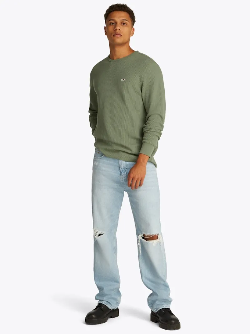 Tommy Jeans Shirts|Big Boys*TJM SLIM WAFFLE LS TEE EXT aruba green