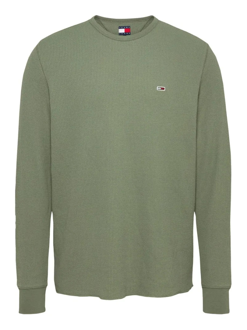 Tommy Jeans Shirts|Big Boys*TJM SLIM WAFFLE LS TEE EXT aruba green