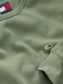 Tommy Jeans Shirts|Big Boys*TJM SLIM WAFFLE LS TEE EXT aruba green