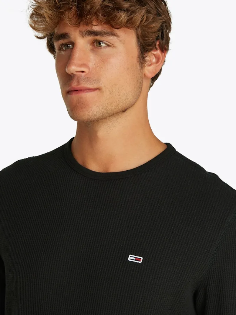 Tommy Jeans Shirts|Big Boys*TJM SLIM WAFFLE LS TEE EXT Black
