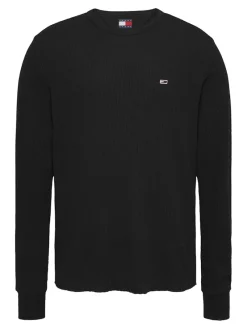 Tommy Jeans Shirts|Big Boys*TJM SLIM WAFFLE LS TEE EXT Black