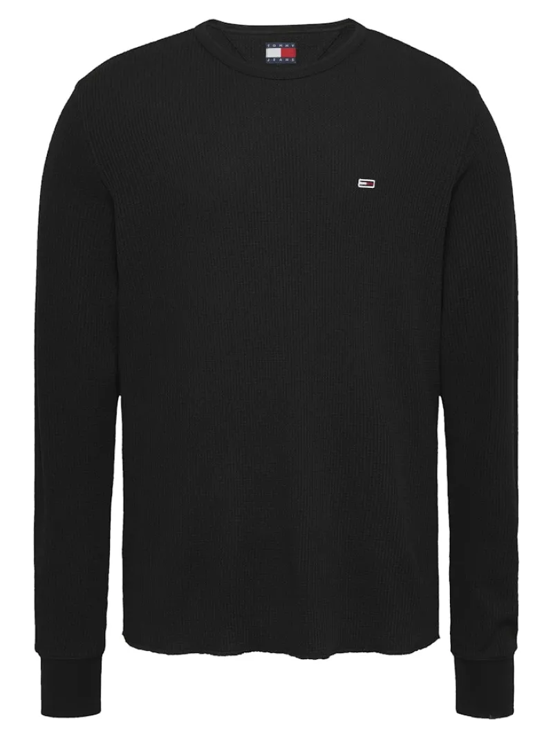 Tommy Jeans Shirts|Big Boys*TJM SLIM WAFFLE LS TEE EXT Black