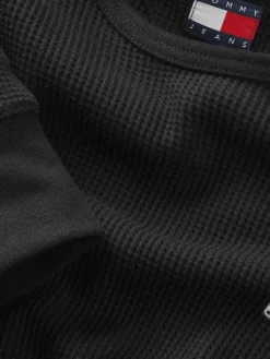 Tommy Jeans Shirts|Big Boys*TJM SLIM WAFFLE LS TEE EXT Black