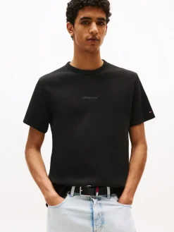 Tommy Jeans Shirts|Big Boys*TJM SLIM WAFFLE SCRIPT TEE Black