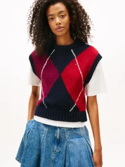 Tommy Jeans Pullover & Sweatshirts*TJW ARGYLE SWEATER VEST dark night navy
