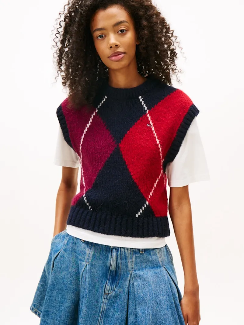 Tommy Jeans Pullover & Sweatshirts*TJW ARGYLE SWEATER VEST dark night navy