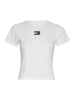 Tommy Jeans Shirts*TJW BABY CROP RIB CENTER BADGE ecru